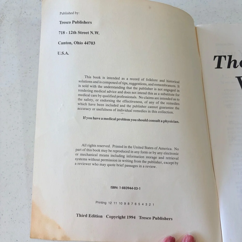 The Vinegar Book 1994 Third Edition Tresco Publishers Natural Remedies Paperback